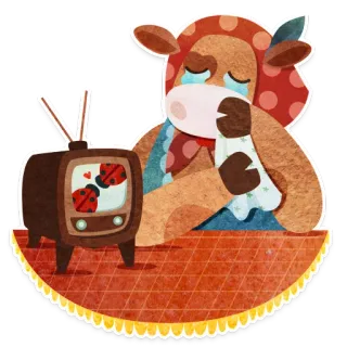 🤧 牛, テレビ, てんとう虫, 哺乳瓶, 泣く, 悲しい, 漫画 telegram sticker