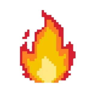 💛 fire, pixel art, flame, hot, heat, burning telegram sticker