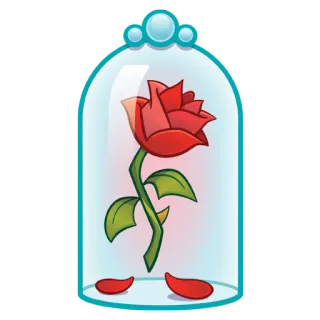 🌹 rose, flower, beauty and the beast, glass dome, red rose telegram sticker