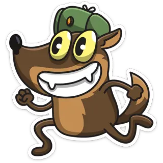 🏃 cartoon, running, dog, animal, hat telegram sticker