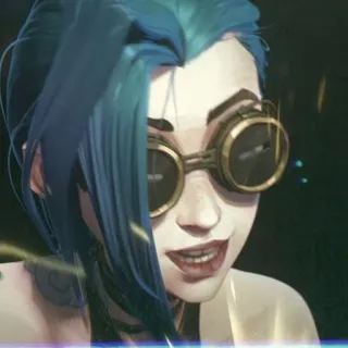 🕳 Jinx Arcane jinx, arcane, league of legends, capelli blu, occhiali telegram sticker
