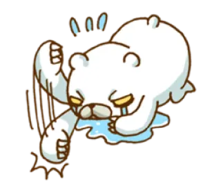 😖 beruang kutub, menangis, sedih, kesal, kawaii, kartun, binatang telegram sticker