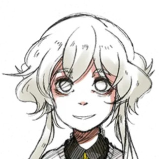 🤍 white haired, anime style, creepy, blank eyes, smiling, character, art telegram sticker