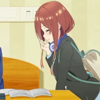 🐾 Miku Nakano The Quintessential Quintuplets Anime, Personaggio, Miku Nakano, The Quintessential Quintuplets, Cuffie, Carino, Ragazza telegram sticker