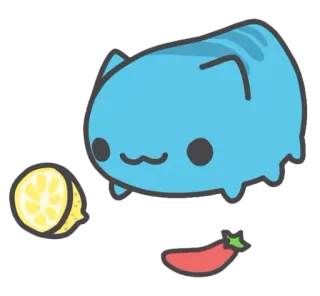 🍗 gato, limão, pimenta, desenho animado, adesivo telegram sticker