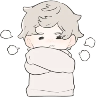 😤 kalt, Winter, traurig, Chibi, Anime telegram sticker