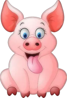 🐷 หมู, สัตว์, น่ารัก, การ์ตูน, สีชมพู telegram sticker