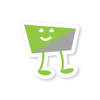 😊 Cartone animato, Personaggio, Geometrico, Verde, Sorriso, Bianco, Amichevole telegram sticker