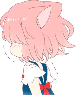 😣 Anime, Ragazza, Orecchie da gatto, Kawaii, Capelli rosa, Illustrazione telegram sticker