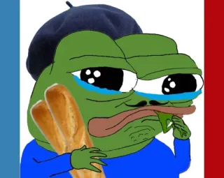🇫🇷 Pepe the Frog pepe, żaba, mem, francuski, bagietka, beret telegram sticker