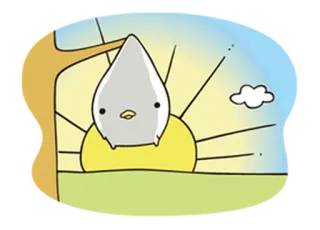🌞 sol, pássaro, desenho animado, fofo, ilustração, nascer do sol telegram sticker