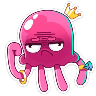 😫 cartoon, pink, crown, ring, jewelry, character telegram sticker