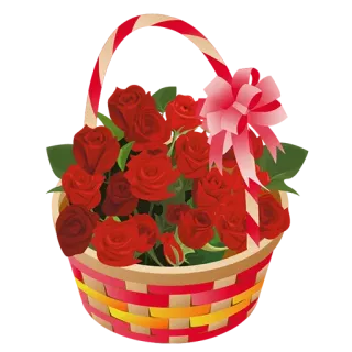 🌜 flowers, roses, basket, red roses, floral, gift, bouquet telegram sticker