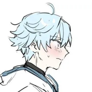🥰 anime, cute, cartoon, portrait, blush, light blue hair telegram sticker
