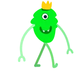 🦠 potwór, zielony, korona, jednooki, stworzenie telegram sticker