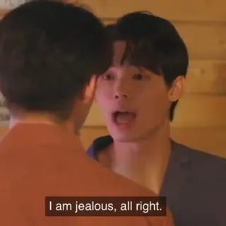 😶 I am jealous, all right. jalousie, relation, émotion, dialogue telegram sticker