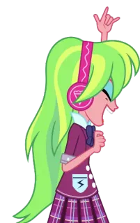 😆 Kartun, Karakter, Gadis, Headphone, Musik, Senang telegram sticker