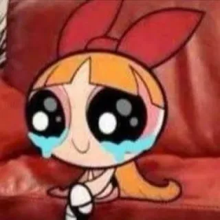 😭 Blossom Powerpuff Girls мультфильм, грустный, плачет, девочка, Суперкрошки telegram sticker