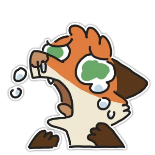 😭 menangis, sedih, emosional, kartun, hewan, rubah, tertekan, air mata telegram sticker