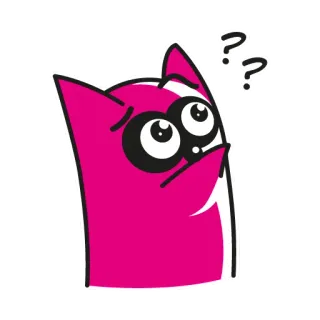 😔 ?? แมว, คำถาม, สับสน, คิด, สีชมพู, การ์ตูน, สัตว์, น่ารัก telegram sticker