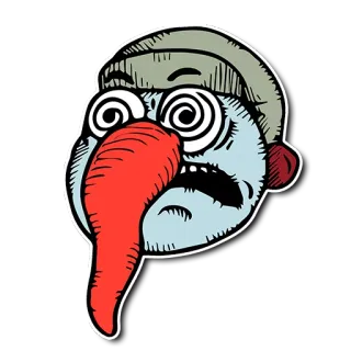 🤢 Мультфильм, Безумные глаза, Странный, Смешной, Персонаж, Иллюстрация telegram sticker