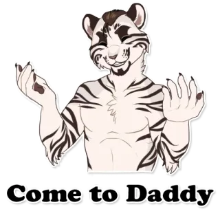 ⛓ Come to Daddy Furry, Anthro, Tigre, Viens à papa, Animal, Créature, Dessin animé telegram sticker
