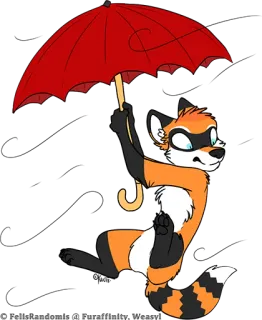 ☂️ キツネ, 傘, 漫画, 擬人化, 可愛い, 風変わり telegram sticker