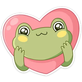 ❤️ grenouille, coeur, mignon, animal, dessin animé, autocollant whatsapp sticker