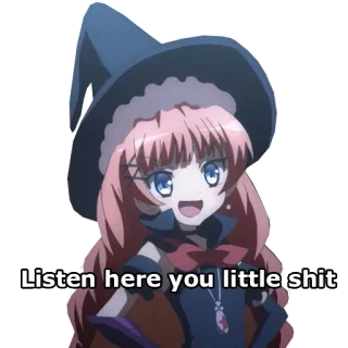 😒 Listen here you little shit Anime, Penyihir, Ofensif, Penghinaan, Marah, Gadis anime telegram sticker