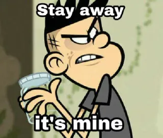😒 Stay away it's mine Мультик, Злой, Банка, Мина, Держись подальше telegram sticker