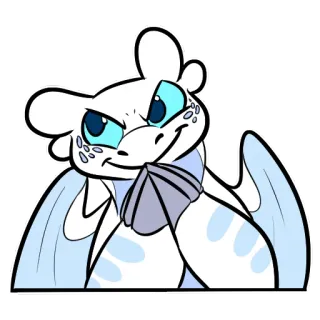 😈 Light Fury How to Train Your Dragon dragon, furie éclair, dessin animé, mignon, blanc, bleu telegram sticker
