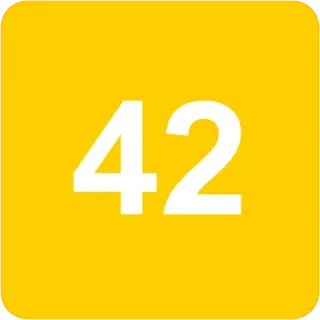 🟨 42 numero, giallo, quadrato, intero telegram sticker