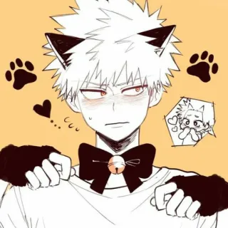 🐱 Bakugo My Hero Academia Anime, Oreilles de chat, Kawaii, Mignon, My Hero Academia, Bakugo whatsapp sticker