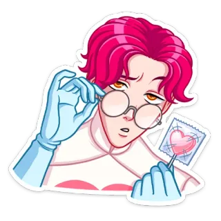 🍭 Cartoon, Kondom, Arzt, Medizinisch, Schutz, Sicherer Sex telegram sticker