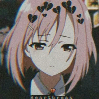 😞 Heartbreak anime, girl, heartbreak, sad, broken heart, cartoon telegram sticker
