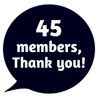 ❤ 45 members, Thank you! danke, mitglieder, feier, community, meilenstein whatsapp sticker