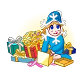 👍 冬, 漫画, プレゼント, ハッピー, 雪の結晶, ギフト whatsapp sticker