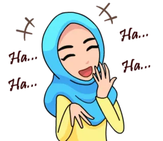😆 hijab, musulmano, ragazza, cartone animato, sorriso, donna whatsapp sticker