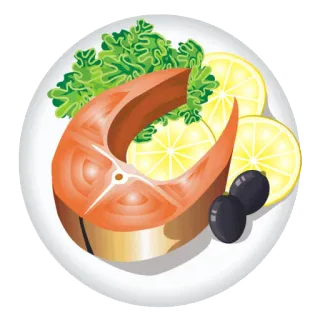 🥗 comida, pescado, salmón, comida, cena, almuerzo, plato telegram sticker