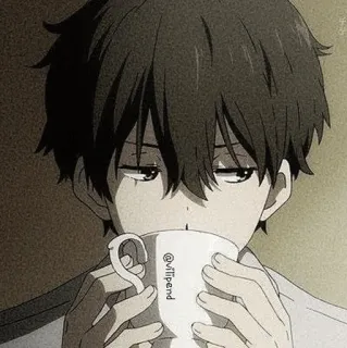🎟 @viipend Anime, Jongen, Koffie, Thee, Drankje, Portret telegram sticker