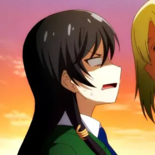 🍀 Anime, Cartoon, Geërgerd, Personage, Meisje, Uitdrukking telegram sticker