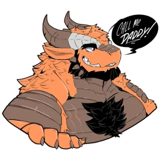 😈 Call me DADDY! Furry, Dragon, Anthro, Monstre, Mâle, Orange telegram sticker