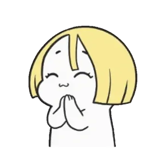🥳 carino, cartone animato, ragazza, felice, preghiera, grazie telegram sticker