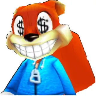 💰 Conker squirrel, dollar signs, character, game, funny, conker telegram sticker
