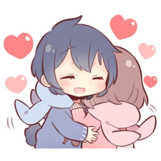 🤗 애니메이션, 커플, 포옹, 사랑, 하트, 귀여운 telegram sticker