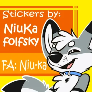 ℹ️ folf Stickers by: NiuKa folfsky FA: Niu-ka furry, folf, canine, cartoon, cute, sticker, animal, anthropomorphic telegram sticker