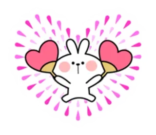 ♥️ rabbit, heart, love, cute, animal, cartoon, pink telegram sticker