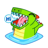 👋 Hi Krokodil, Tier, Hallo, Gruß, Cartoon, Grün, Wasser telegram sticker
