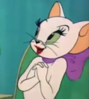 😍 Toots Tom and Jerry Мультик, Кот, Гламур, Белый, Милый whatsapp sticker