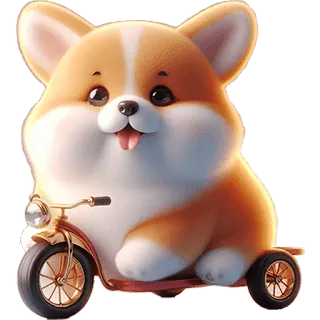 🛴 corgi, cachorro, triciclo, fofo, animal, desenho animado, animal de estimação telegram sticker